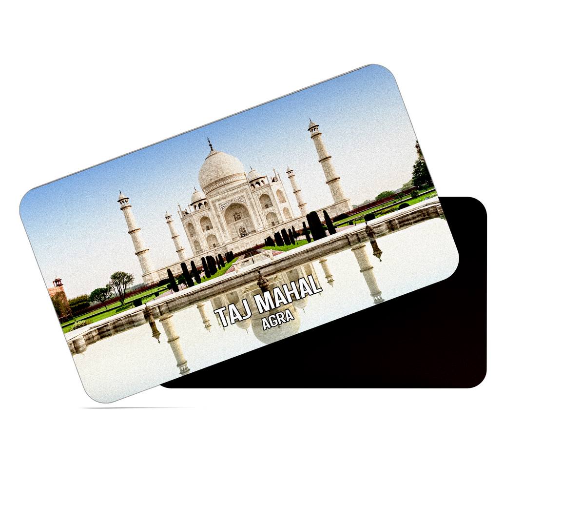 dhcrafts Multicolor Uttar Pradesh Taj Mahal Agra Design Rectangular Rubber Matte Finish Fridge Magnet / Magnetic Card Pack of 1 (8.6cm x 5.4cm)